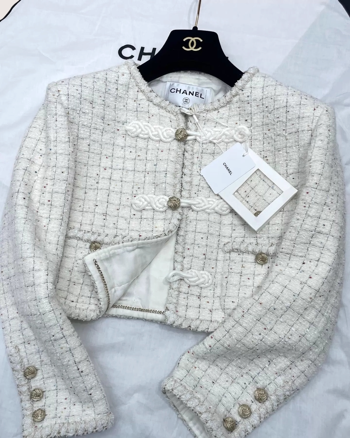 Chanel 25A Tweed Jacket White FR 34