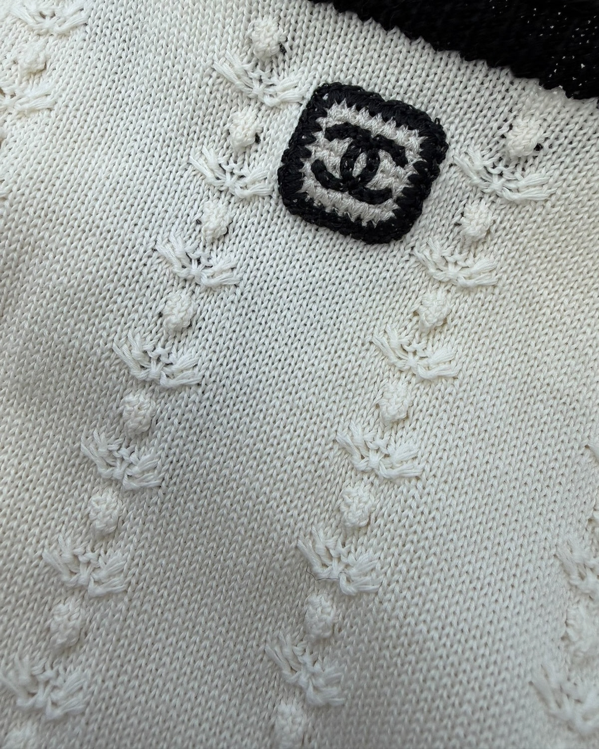 Chanel 26P Crochet Mini Dress Beige/Ecru, Black FR 36