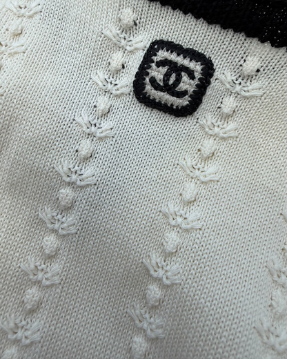 Chanel 26P Crochet Mini Dress Beige/Ecru, Black FR 36
