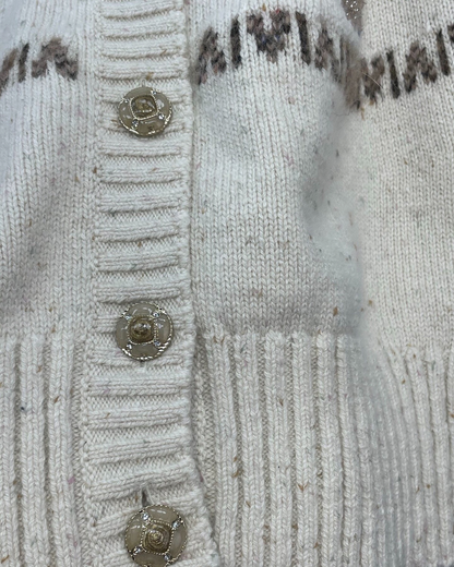 Chanel 25N Coco Neige Cashmere Deer Cardigan Beige/Ecru, Brown, Gold FR 36