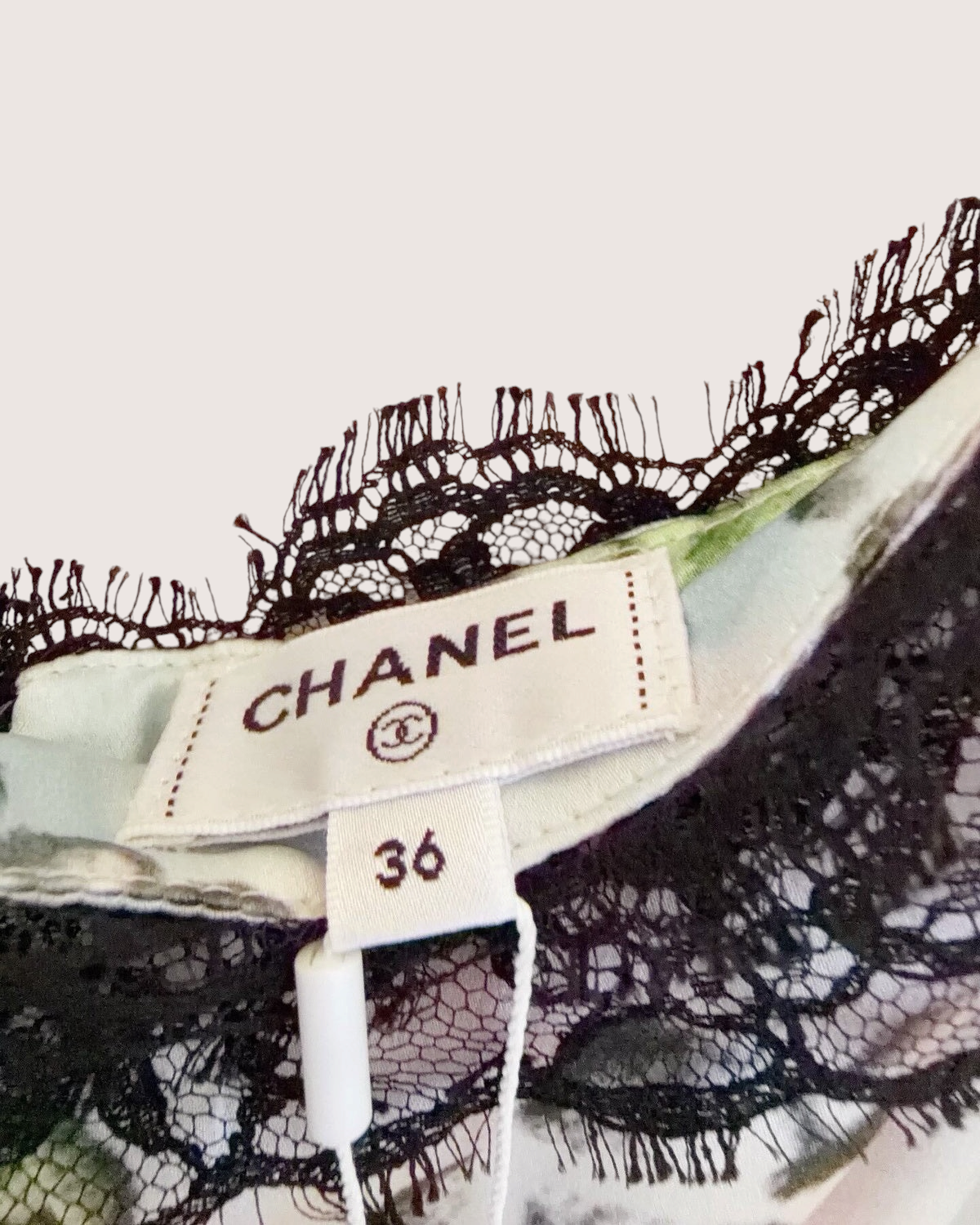 Chanel 25B Graphic Lace-Trim Camisole Top Blue, Black, Pink, Multicolor FR 36