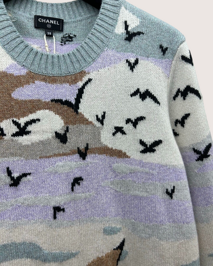 Chanel 24K Cashmere Seagull Cloud Sweater Blue, Beige/Ecru, Multicolor FR 38