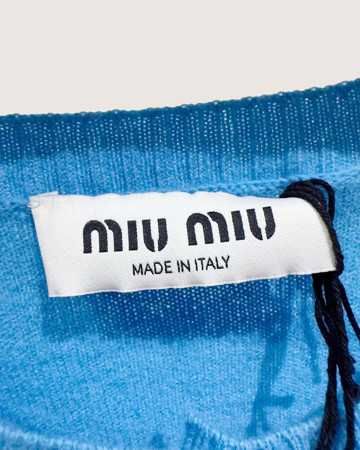Miu Miu Cashmere Logo Cardigan Blue FR 36
