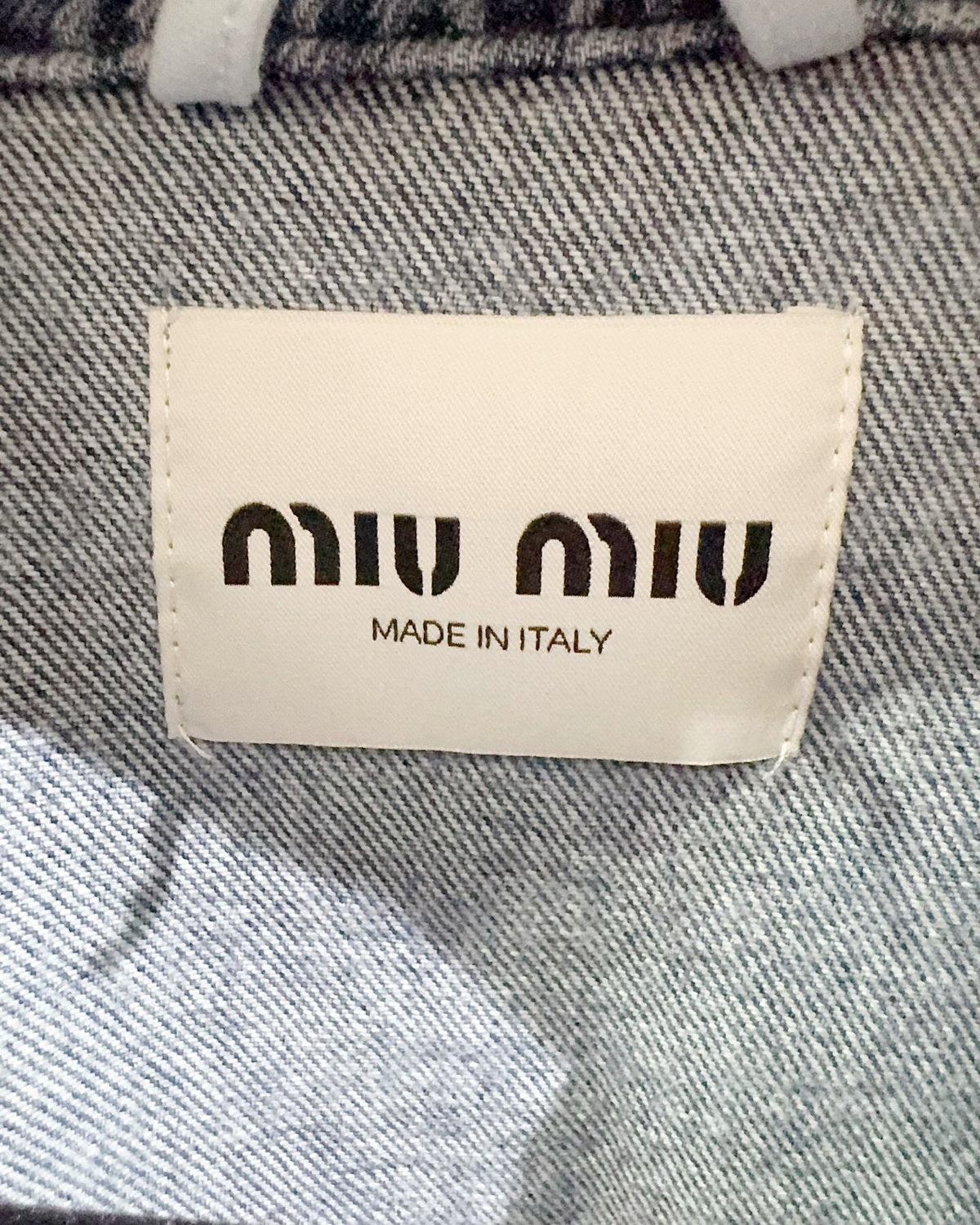 Miu Miu Cropped Denim Logo Jacket Blue FR 40
