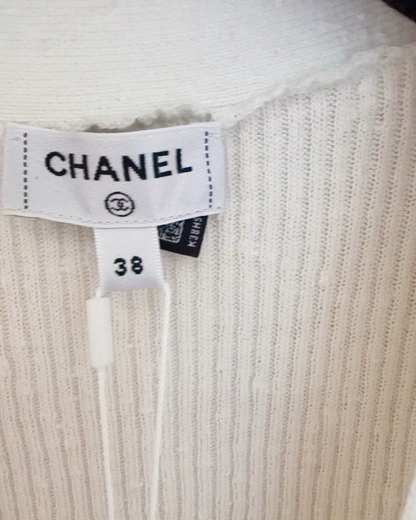 Chanel 26P Ribbed Cardigan White FR 38