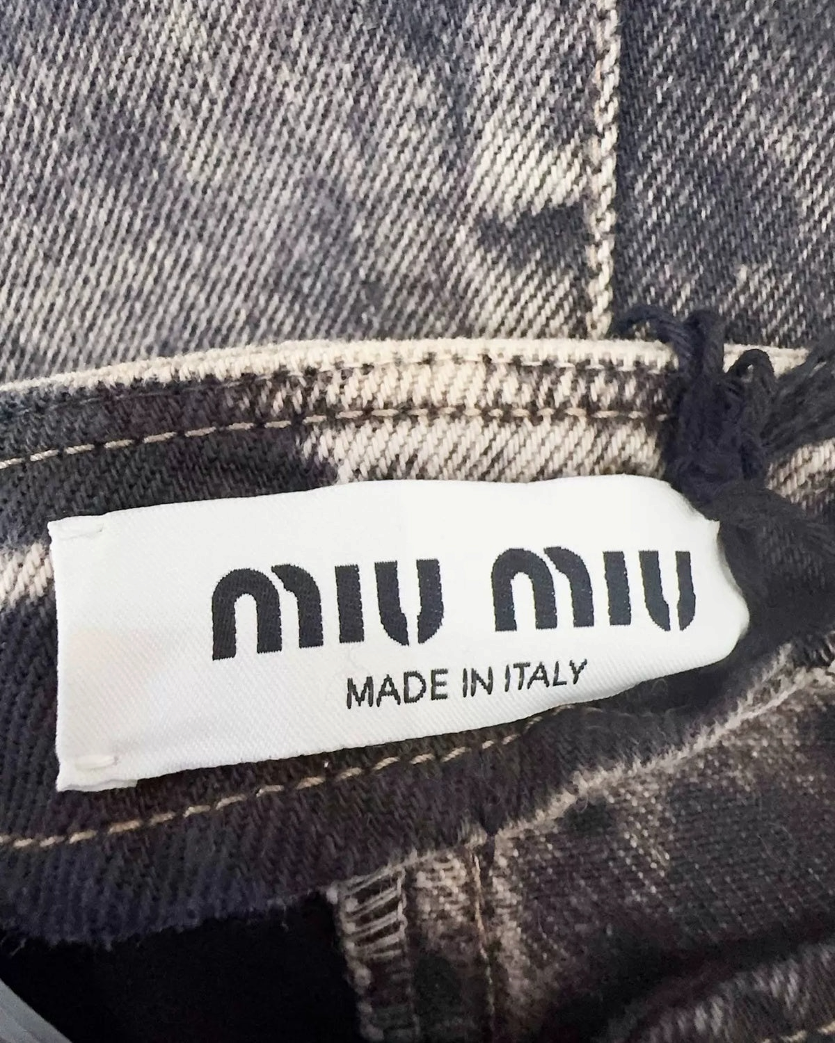 Miu Miu Acid-Wash Denim Mini Skirt Grey, Beige/Ecru, Black FR 36