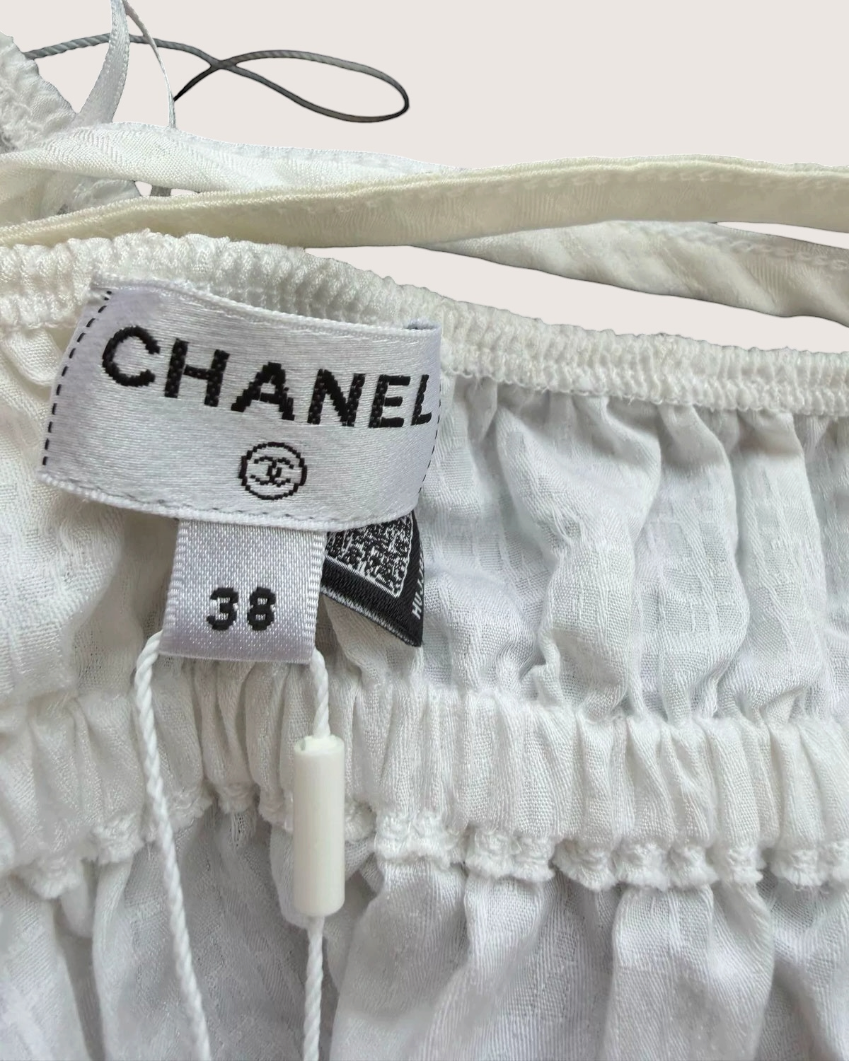 Chanel 25P Tie-Front Halter Top White FR 38