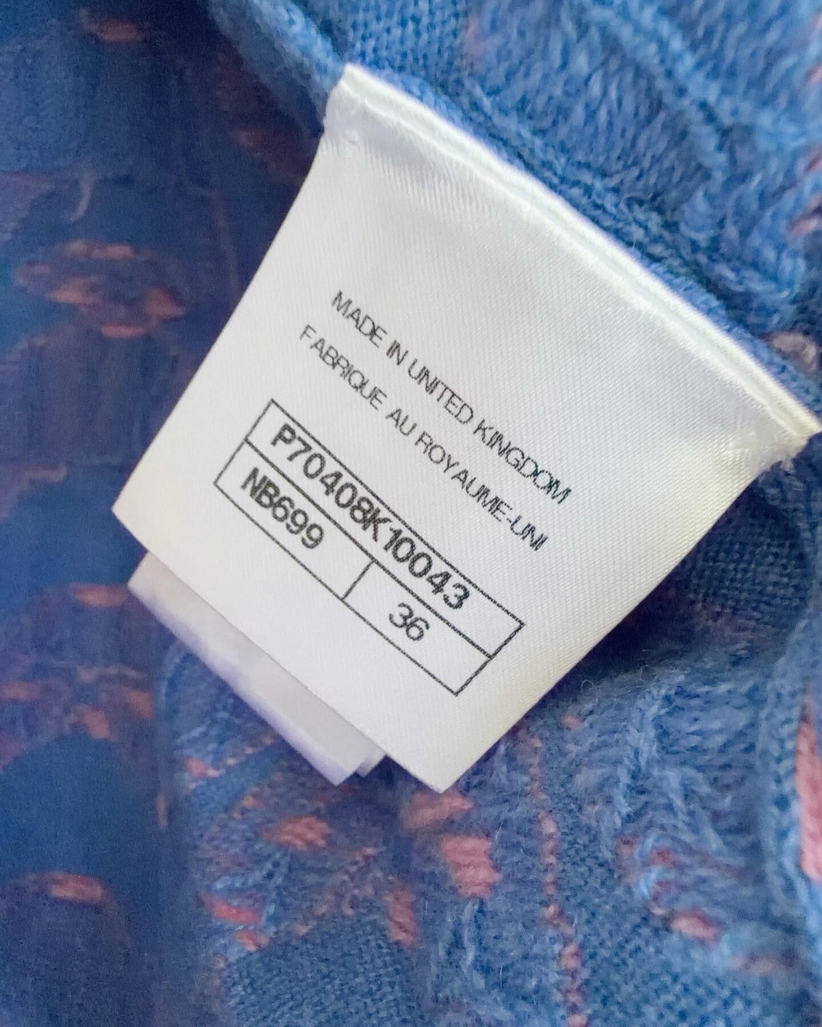 Chanel 21P Cashmere CC Wave-Print Hoodie Blue, Pink FR 36