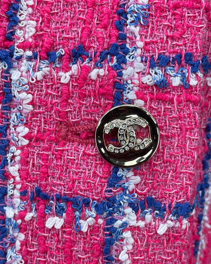 Chanel 24P Tweed Strappy Mid-Length Dress Pink, Blue, White FR 36
