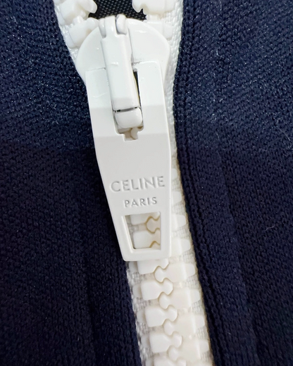 Celine Striped Zip-Up Jacket Navy, White FR 38
