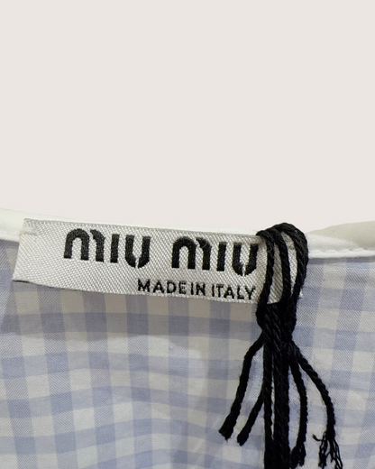Miu Miu Gingham Peter Pan-Collar Shirt Blue, White