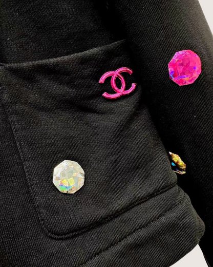 Chanel 21K Jewel-Embellished CC Cardigan Black, Multicolor FR 34