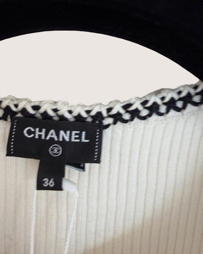 Chanel 22C Braid-Trim Mid-Length Dress