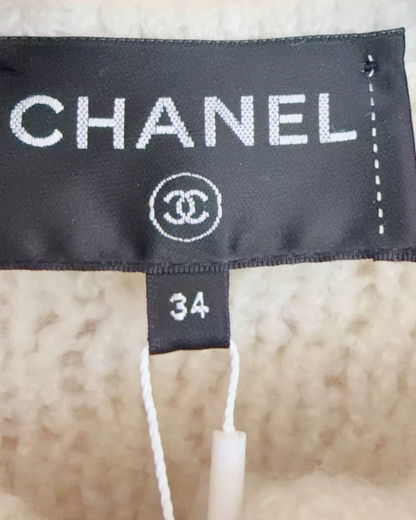 Chanel Wool Openwork Cardigan Beige/Ecru FR 34