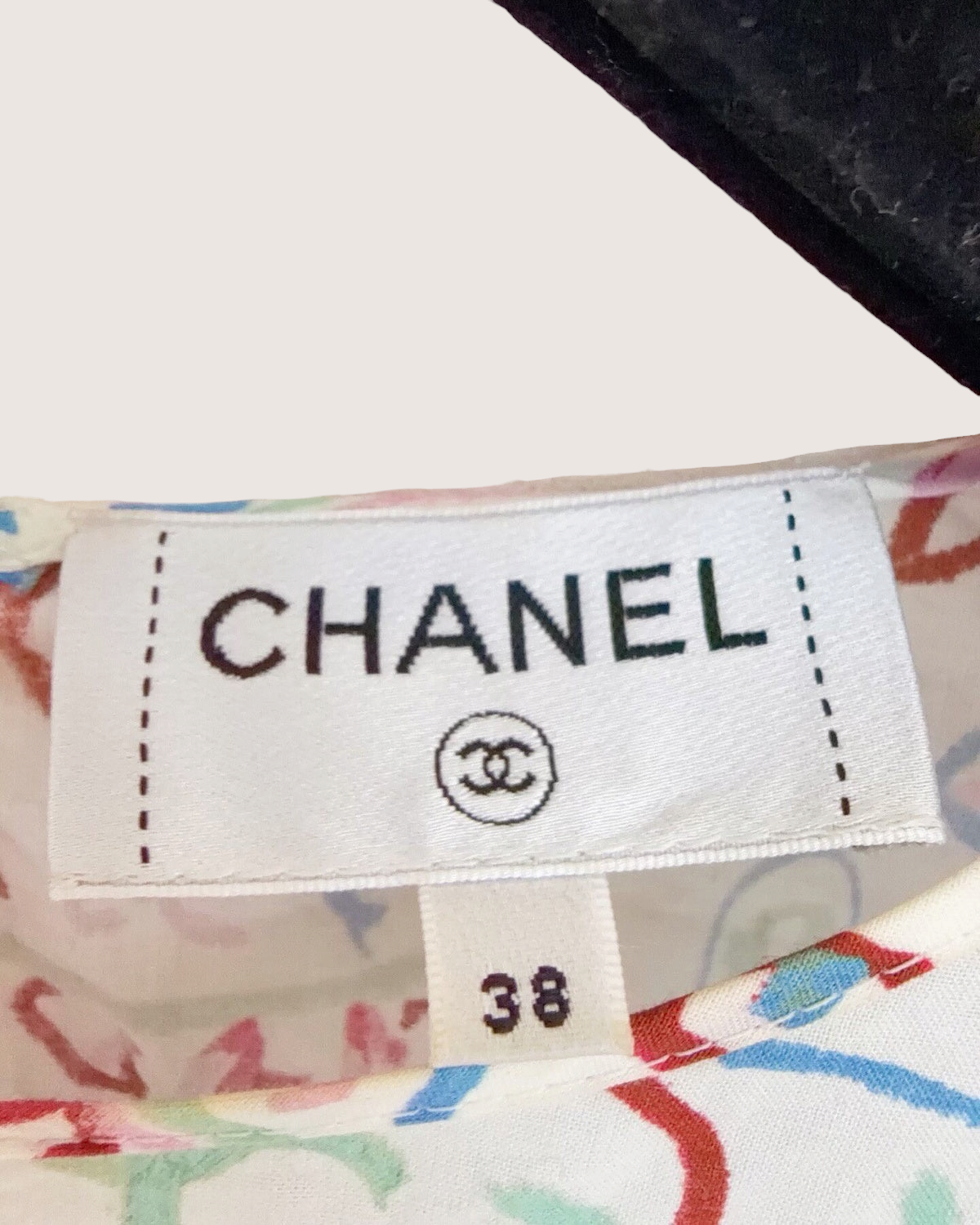 Chanel 25C Fish-Print Short-Sleeve Top White, Red, Blue, Multicolor FR 38
