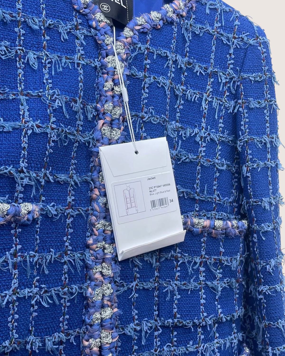 Chanel 23C Fringe Four-Pocket Tweed Jacket