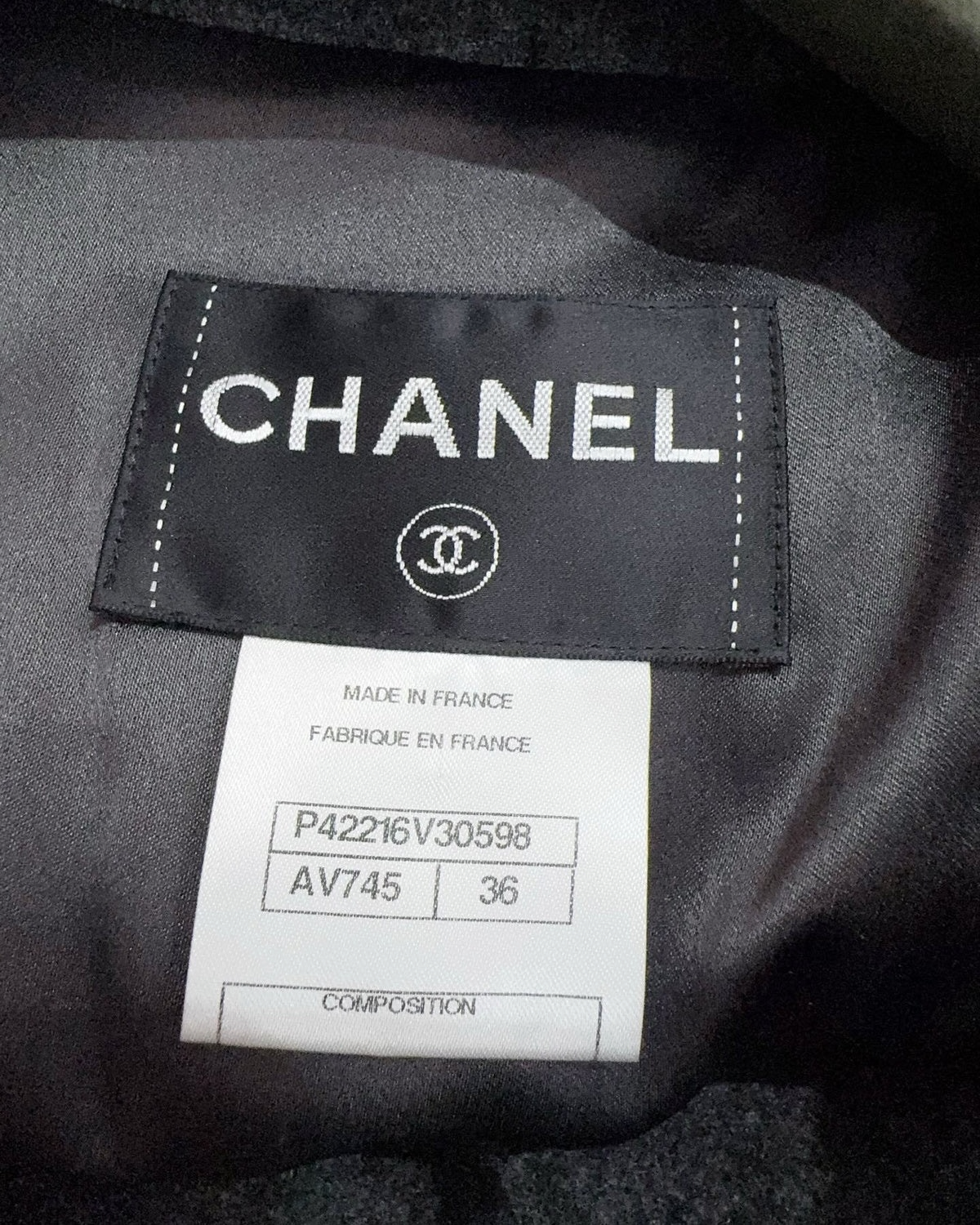 Chanel Hooded Wool Coat Grey FR 36