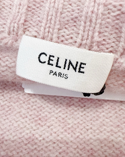 Celine Wool Cropped Cardigan Pink FR 38