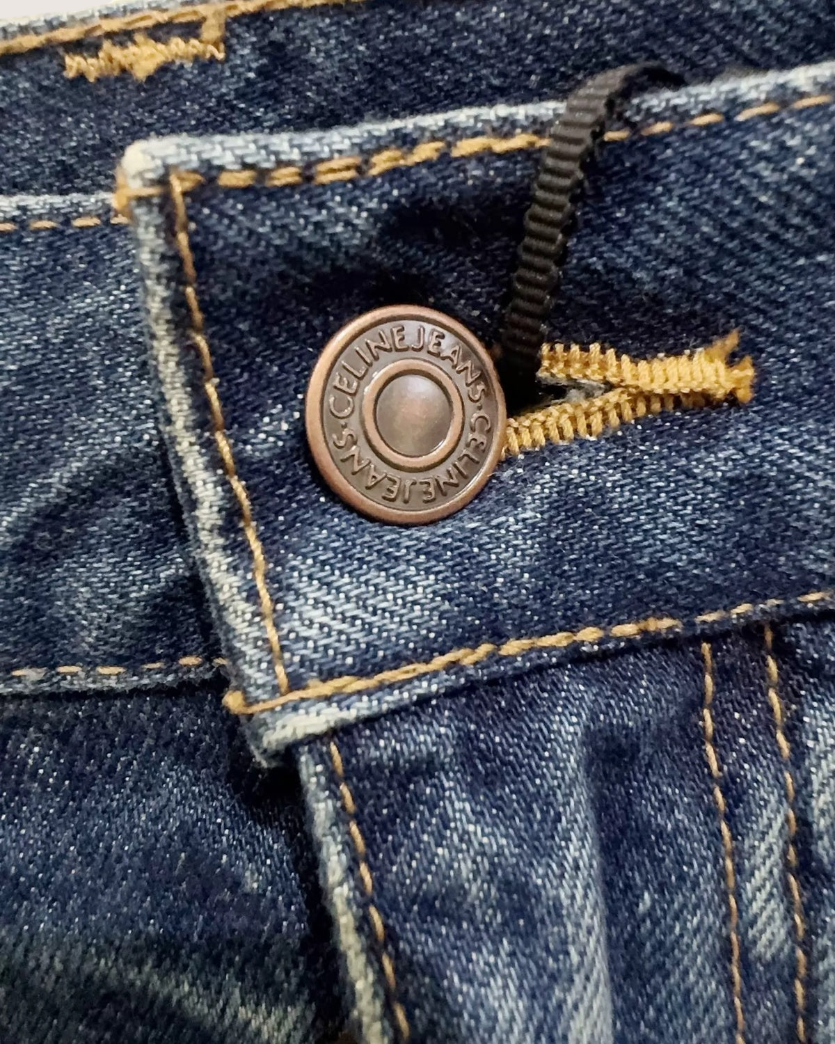 Celine Denim Chain-Belt Mini Skirt Blue