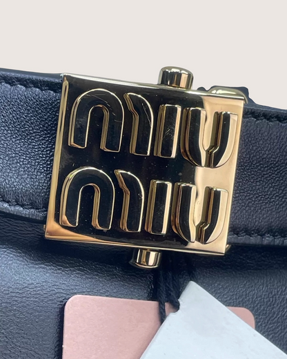 Miu Miu Belted Leather Mini Skirt