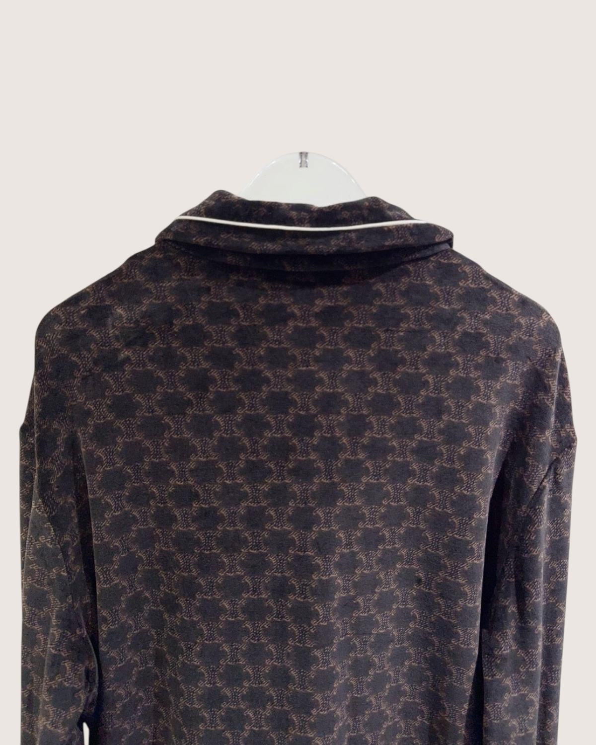 Celine Velvet Monogram Zip-Up Jacket Brown, Black FR 36