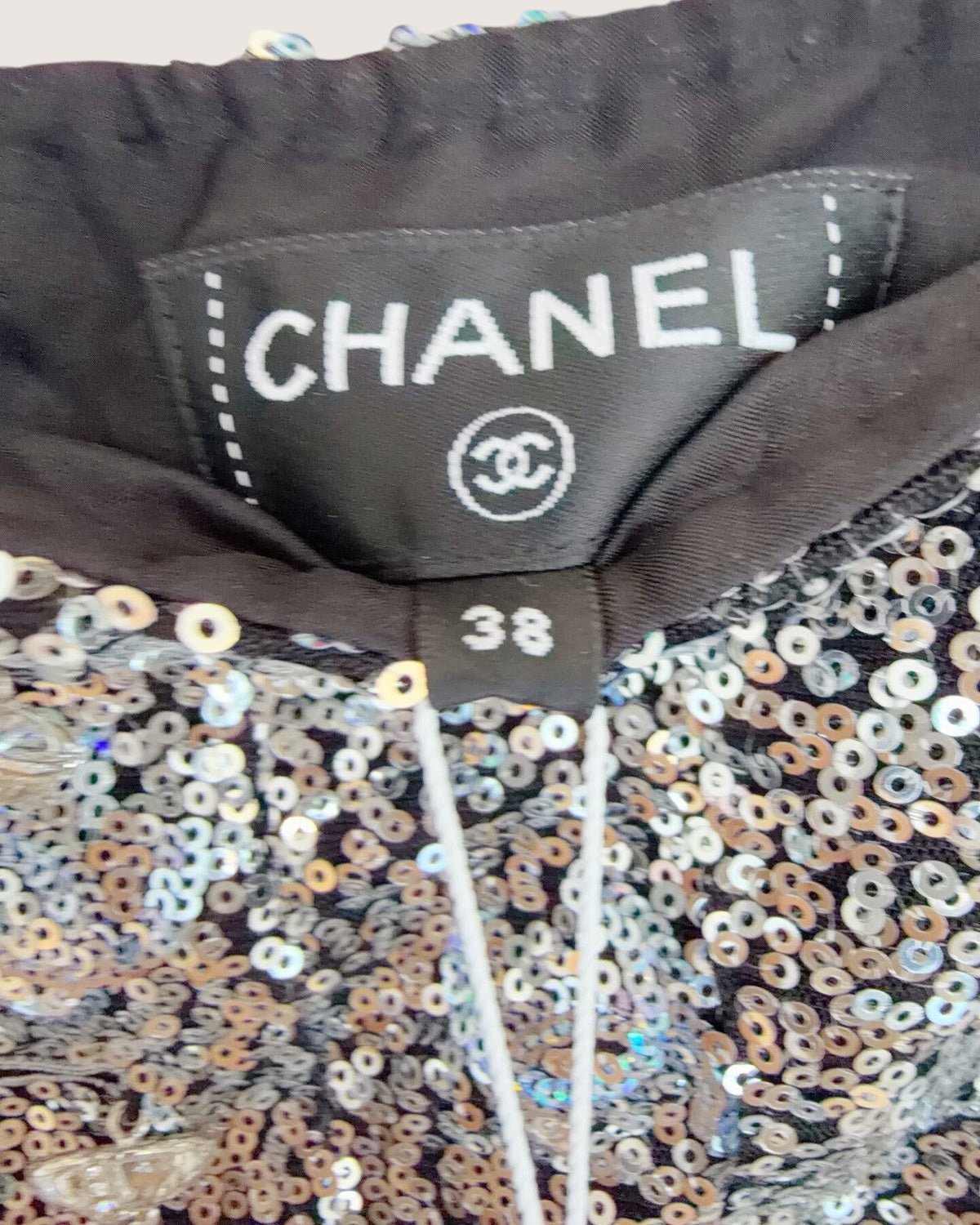 Chanel 24C Sequin CC Mini Skirt Silver, Black FR 38
