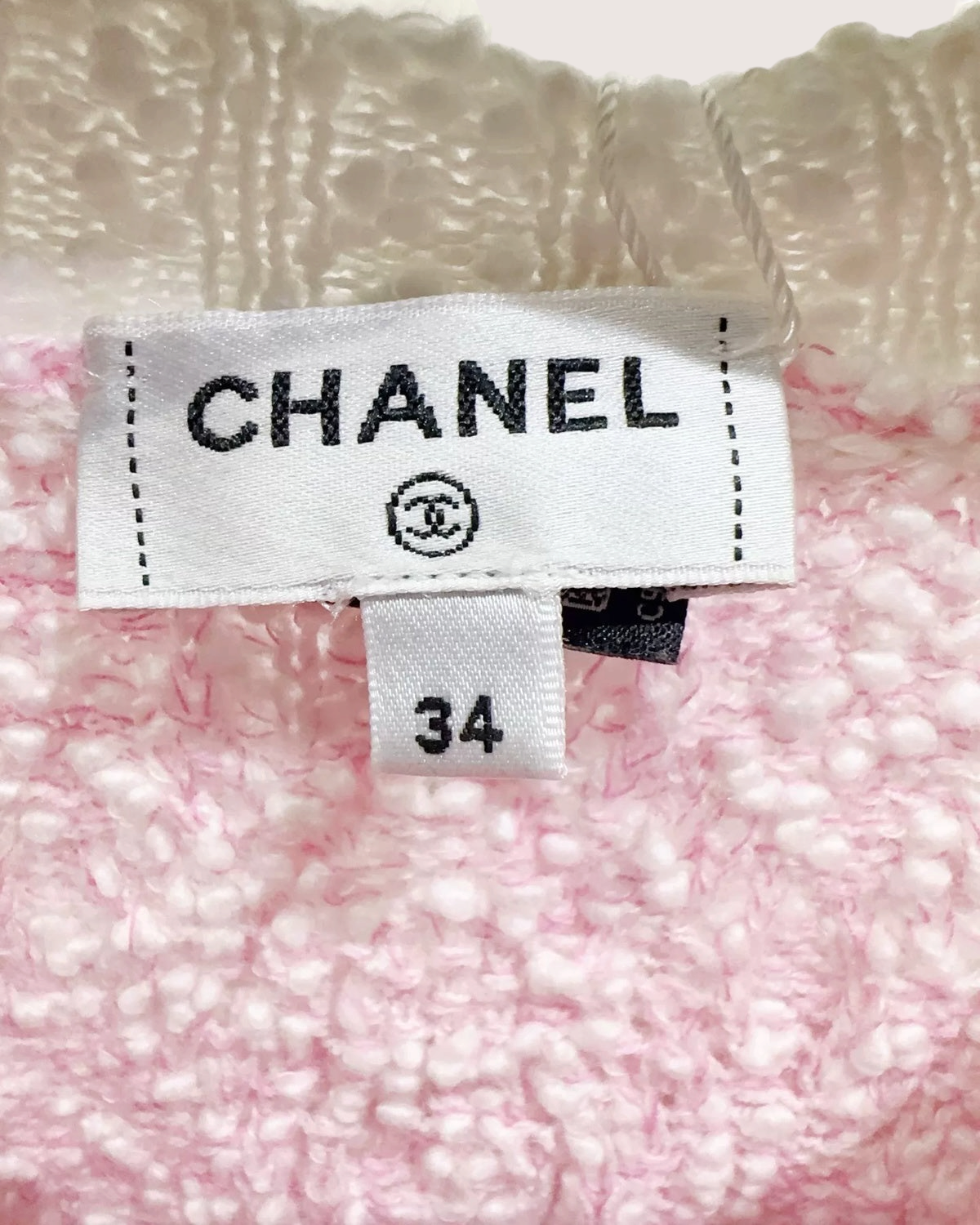Chanel 24P Cashmere Bouclé Sweater Pink, White FR 34