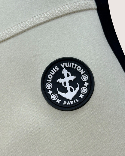 Louis Vuitton Zip-Front Colorblock Mini Dress Beige/Ecru, Black FR 38