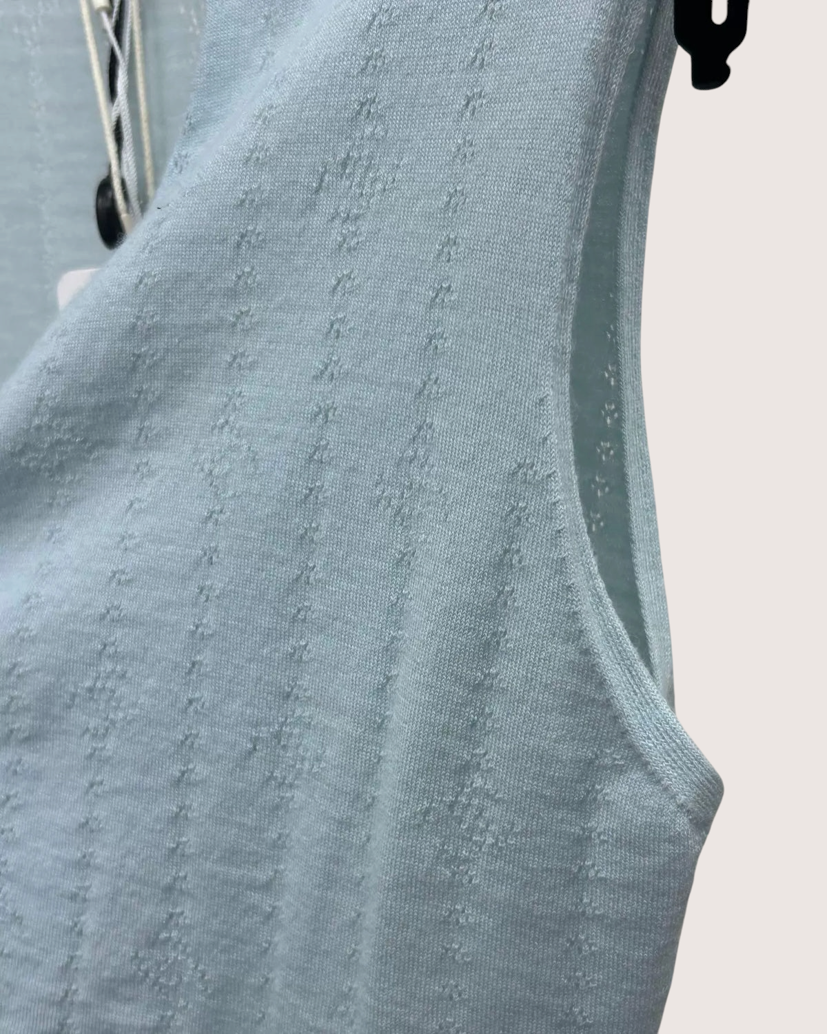 Chanel 21K Cashmere CC Openwork Tie-Front Vest Blue FR 38