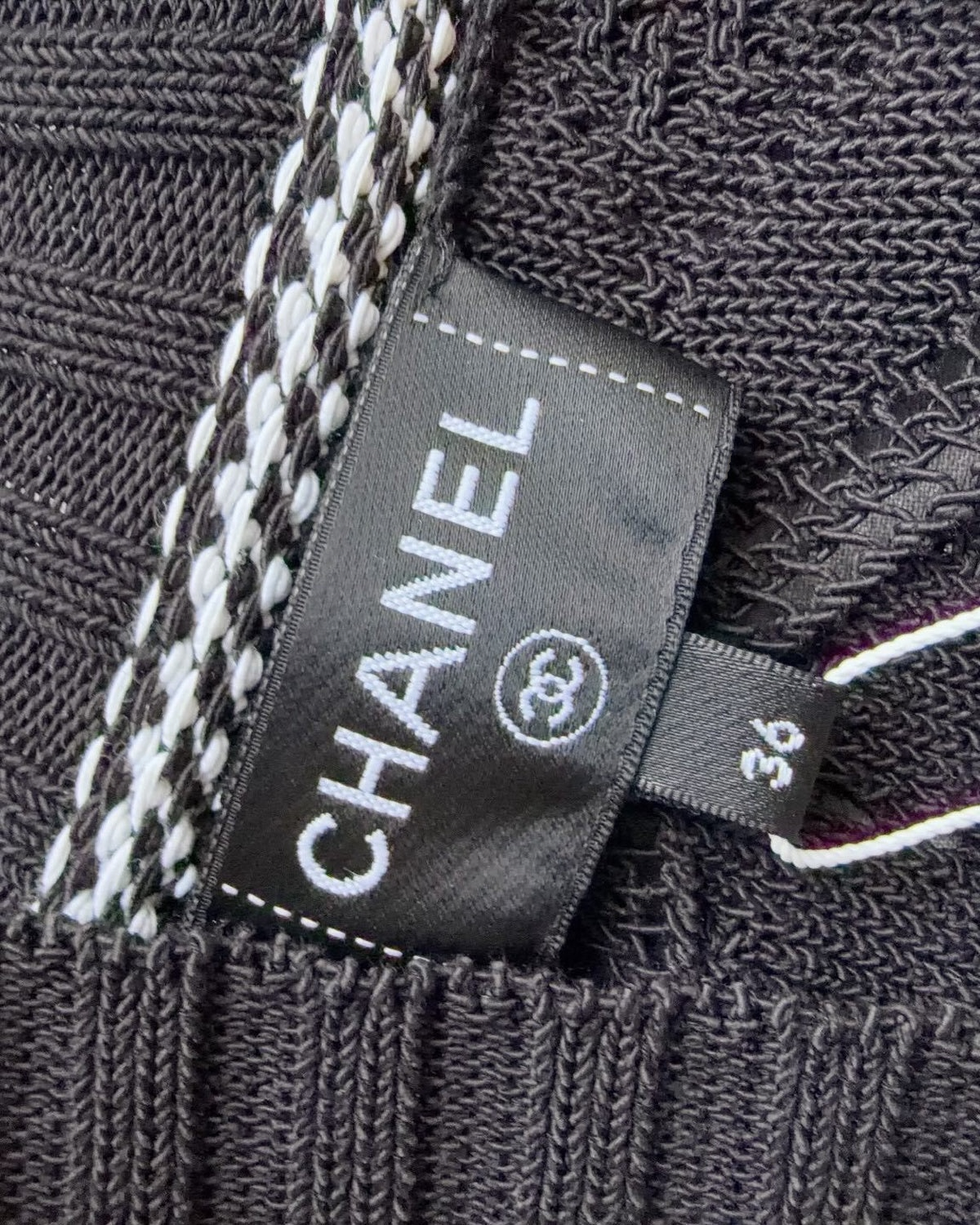 Chanel 23C Openwork Cardigan Black, White FR 36