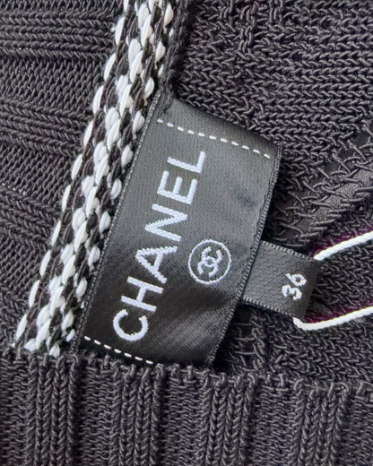 Chanel 23C Openwork Cardigan Black, White FR 36