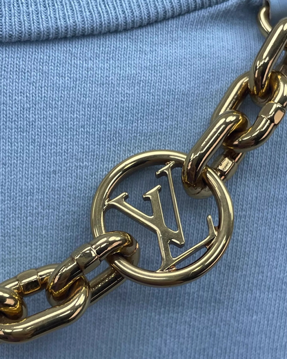 Louis Vuitton Logo Chain-Detail T-Shirt Blue FR 34
