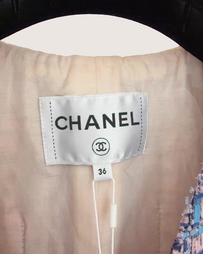 Chanel 21P Four-Pocket Braid-Trim Tweed Jacket