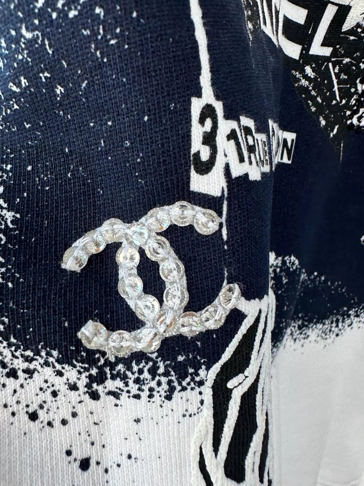 Chanel Camellia Sequin Embroidered Logo Sweatshirt - view 4