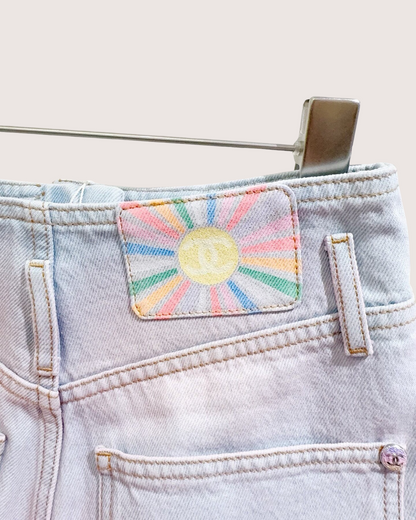 Chanel 24C High-Waisted Ombré Denim Shorts Pink, Blue FR 36