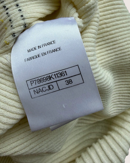 Chanel 25P Fish Short-Sleeve Sweater Beige/Ecru, Pink, Black FR 38