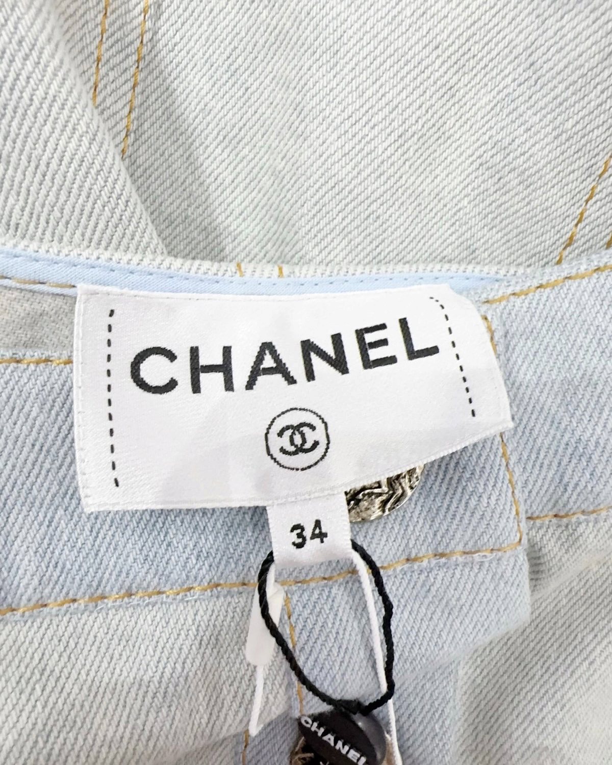 Chanel 18C Denim Mid-Length Dress Blue FR 34