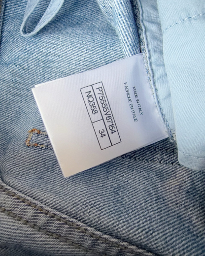 Chanel 23B CC Denim Wide-Leg Jeans Blue, Gold FR 34