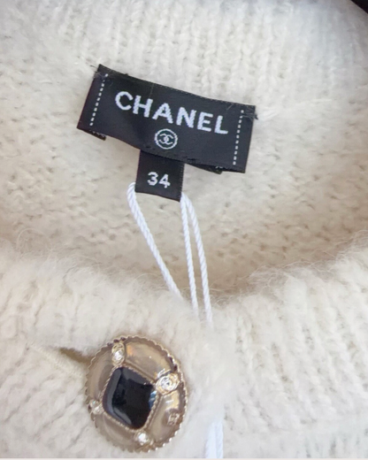 Chanel 25N Coco Neige Cashmere Ski Cardigan Beige/Ecru, Brown FR 34