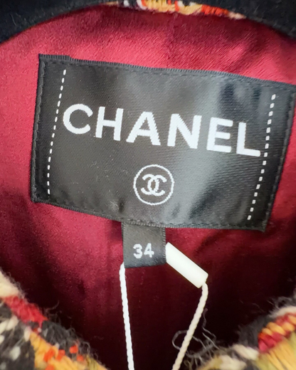 Chanel 23A Tweed Jacket & Trousers Set Orange, Black, Multicolor FR 34