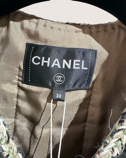 Chanel 16A Tweed Four-Pocket Jacket Black, Green, Multicolor FR 36