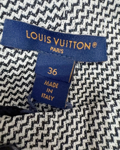 Louis Vuitton Herringbone Wide-Leg Trousers Black, White FR 36
