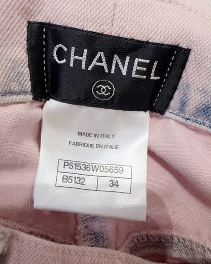 Chanel Wide-Leg Cargo Denim Jeans Pink, Blue FR 34