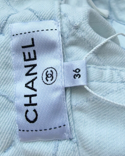 Chanel 26M Coco Beach Cargo Wide-Leg Denim Jeans Blue FR 36