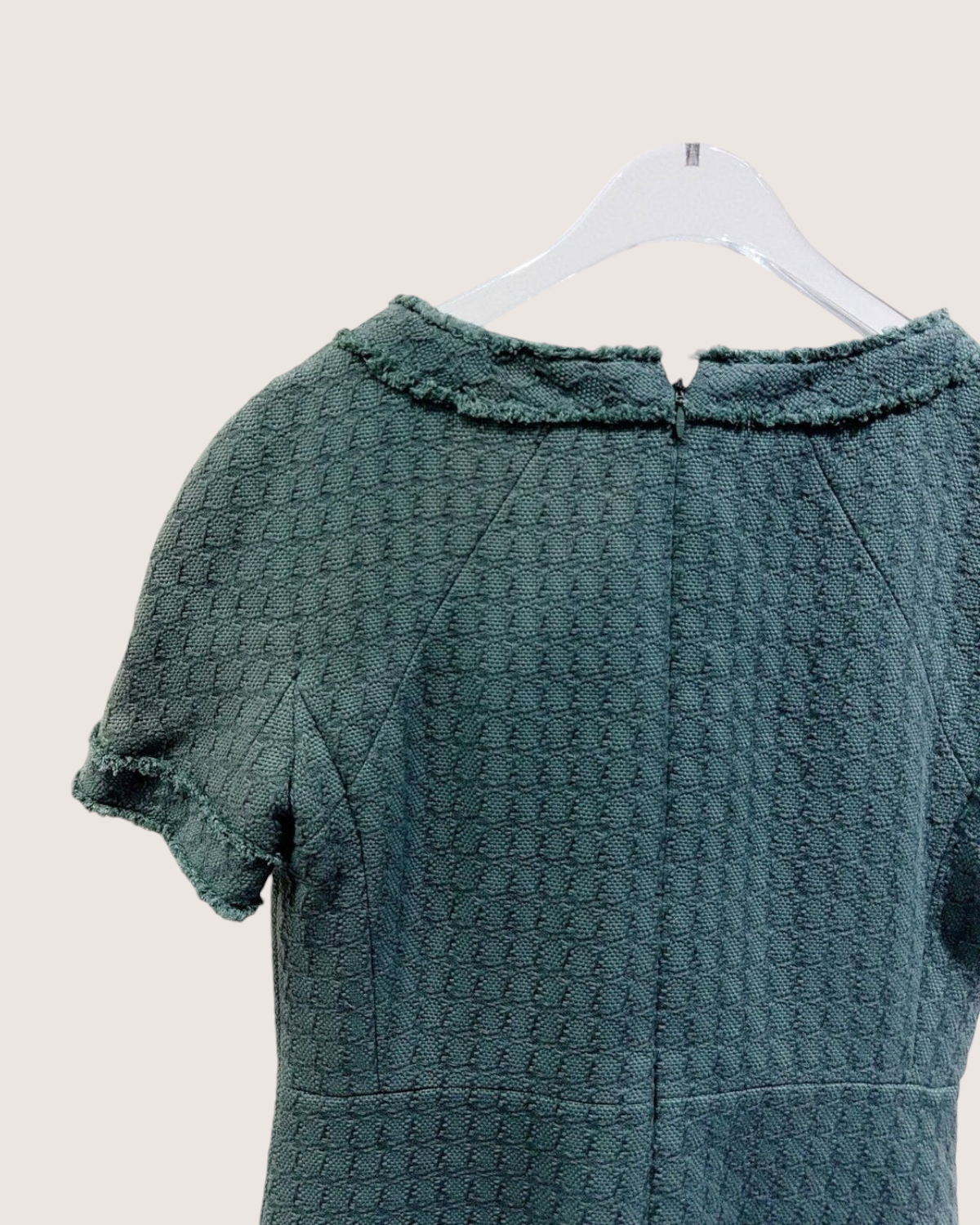 Chanel 13C Fringe-Trim Tweed Dress Green FR 36