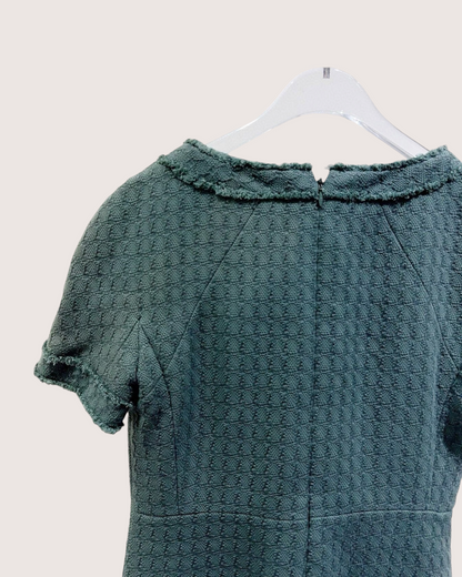 Chanel 13C Fringe-Trim Tweed Dress Green FR 36