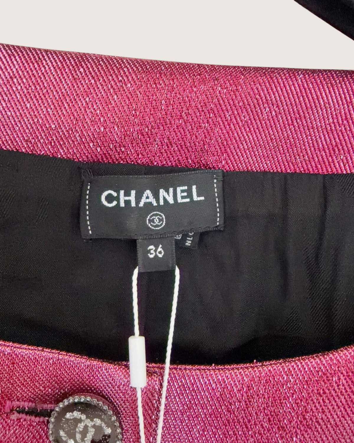 Chanel 22K Wool Two-Tone Short-Sleeve Jacket Navy, Pink FR 36