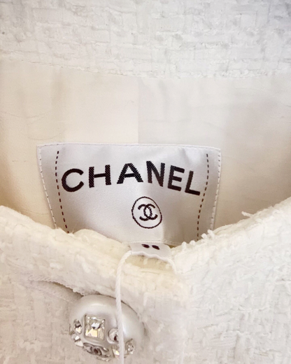Chanel 23S Four-Pocket Tweed Jacket White FR 38