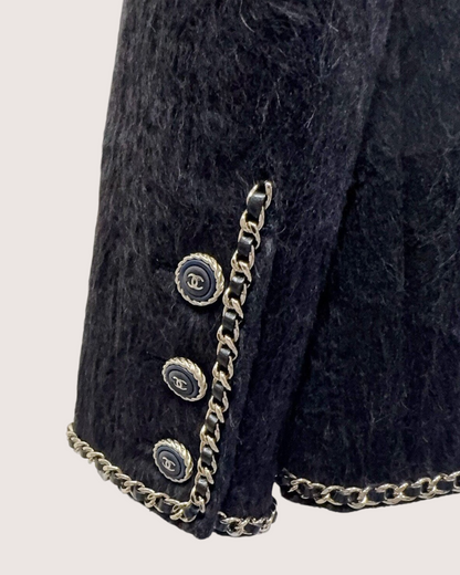 Chanel 19B Wool Four-Pocket Chain-Trim Jacket Black FR 36