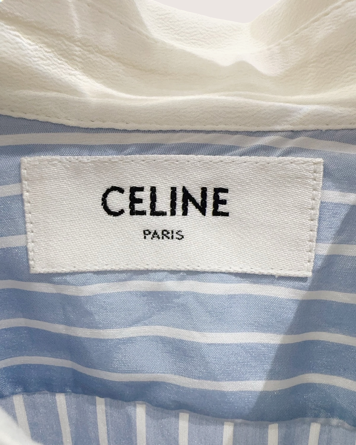 Celine Striped Silk Shirt Blue, White FR 34